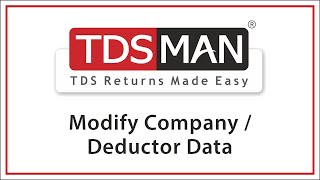 Modify Company  Deductor Data [upl. by Haze]