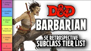 Barbarian Subclass Tier List  DampD 5e Retrospective [upl. by Zuzana]