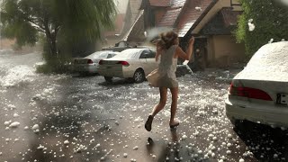 Abnormal hail has caused panic in Germany Hail storm in Königsbrunn Bavaria [upl. by Ainet]