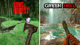 Sons of The Forest vs Green Hell  Attention to details Physics and Animations comparison [upl. by Phylis]