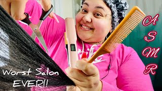 ASMR  Ghetto Hairstylist Ruins Your Hair Roleplay [upl. by Ellehcor]