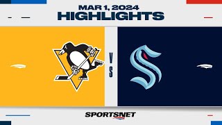 NHL Highlights  Penguins vs Kraken  February 29 2024 [upl. by Nirik]