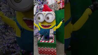 HOLIDAY ANIMATRONIC MINION CARTOON CHARACTER  ANIMATED CHRISTMAS DECOR AT HOME DEPOT [upl. by Holcman]