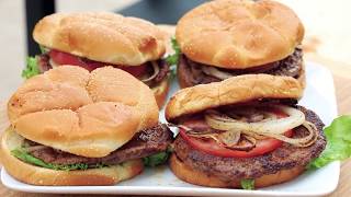 Grilled Onion Topped Burger Recipe  Camp Chef [upl. by Eadrahs150]