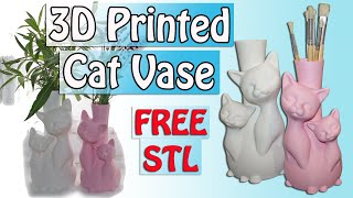 From Imagination to 3D Crafting a Unique Cat Vase  Free STL Model [upl. by Ecraep532]