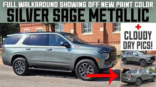 Silver Sage Metallic Paint 2023 Tahoe Walkaround [upl. by Ellivro629]