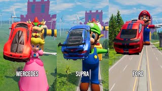 Cars vs Super Mario Characters 16 😱 BeamNGDrive  The Real Granny [upl. by Fevre]