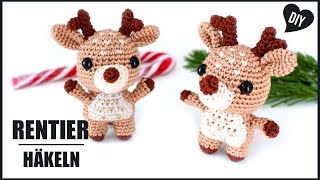 Rentier häkeln 🦌  Tiere Weihnachten Häkelanleitung  DIY by Pfirsichteufel [upl. by Dragoon]