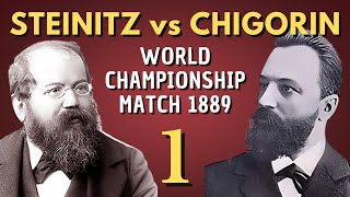 Mikhail Chigorin vs Wilhelm Steinitz  World Championship Match 1889  Round 1 [upl. by Florri77]