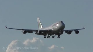 Wamos Boeing 747 landing runway 14 at ZRH with live ATC [upl. by Neetsirhc]