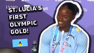 Julien Alfred After Winning Womens 100m Olympic Gold At 2024 Paris Olympics [upl. by Irakuy915]