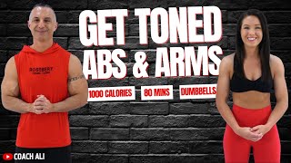 GET TONED UP  Abs amp Arms Workout  1000 Calorie Dumbbell Workout At Home With Coach Ali [upl. by Devol]