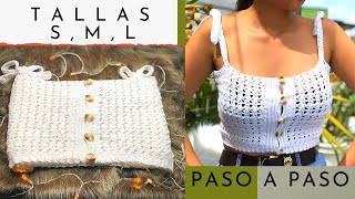 Crop Top a crochet paso a paso  Fácil DESPACITO  tallas Small Medium y Large [upl. by Arinaid]