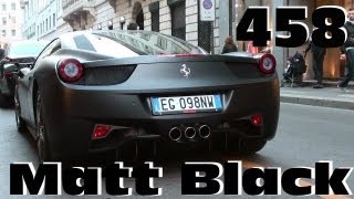 Matt Black Ferrari 458 Italia  Start up amp Driving [upl. by Gilus]