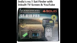 SOLID SF810PRO Satellite Finder with inbuilt tv screen first look features and functions [upl. by Alodie189]