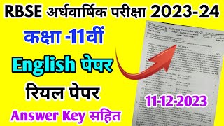 RBSE Class 11th English Half Yearly Paper 202324 Rajasthan Board Half Yearly Exam 11th Class Paper [upl. by Neleag333]