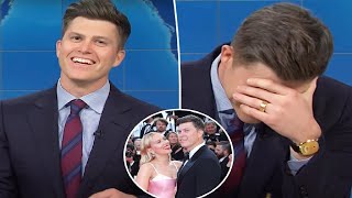 Colin Jost cracks awkward joke about wife Scarlett Johansson’s body on ‘SNL’ [upl. by Noiramaj]