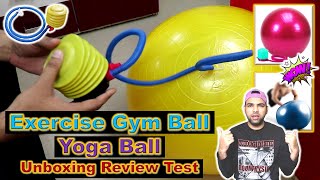 Fitness Exercise Gym Ball 75cm Review amp Test  Air Pump  Yoga ball  Home Exercise Equipment Hindi [upl. by Ja]