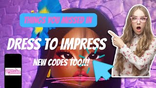 THINGS YOU MISSED IN DRESS IMPRESS😱 NEW CODES [upl. by Danit]