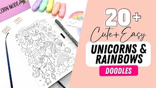 HOW TO unicorns and rainbows inspired doodles  doodle with me [upl. by Lilli]