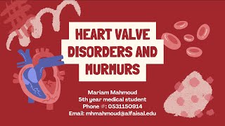 Heart Valve Disorders and Murmurs  Mariam Mahmoud  CVP 112 [upl. by Akired295]