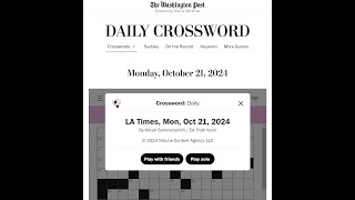 The Washington Post  LA Times Crossword 21102024 [upl. by Ianthe]