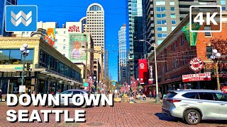 4K DOWNTOWN SEATTLE WASHINGTON USA  Pike Street to Pine Street 2024 Walking Tour Vlog amp Guide [upl. by Aklim]