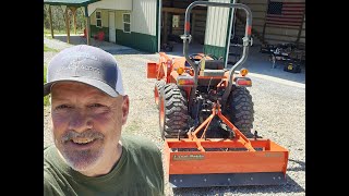 Badly needed driveway refresh Land Pride box blade and Kubota L2502 [upl. by Hillery777]