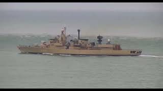 HS KANARIS F 464 a Greek frigate seen from Alum Bay isle of Wight UK [upl. by Hebe]