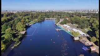 Swim Serpentine 6000 Swimmers brave Hyde Parks lido this Saturday UK 14Sep2024 [upl. by Amalle640]