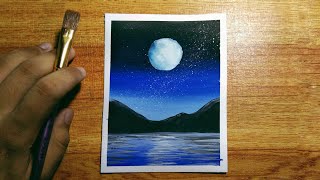 Easy Night Sky Poster Color Painting for Beginners  StepbyStep Tutorial [upl. by Seuqramed]