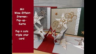 Mit WowEffekt Sternen Popup Karte  Pop n cuts triple star card  Weihnachten 2021 Stampin´ Up® [upl. by Rist]