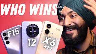 Best 5G Phone Under ₹15000  Samsung F15 vs Poco X6 Neo vs Realme 12 [upl. by Ytsur]