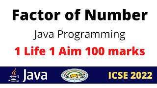 Factor of Number java program java class 10 Computer Applications ICSE Prateik Sharma by Java [upl. by Llerrah313]