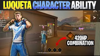 Luqueta character ability  Free Fire Luqueta skill full details [upl. by Airotna]