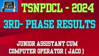 TSNPDCL  2024  3 RD PHASE JACO RESULTS  LATEST NEWS [upl. by Firestone596]