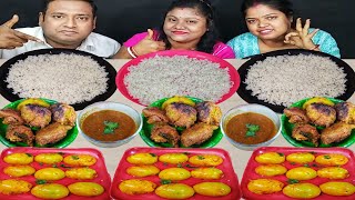 FULL KOPIR PAKORA BOIL EGG CURRY GRAVY RICE EATING CHALLENGE  food family amp more [upl. by Rowell]