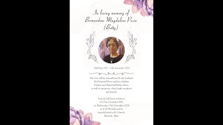 Funeral Mass of Bernardine Magdaline Pesso  Betty on 131124 Live streaming 400 pm IST onwards [upl. by Yzmar892]