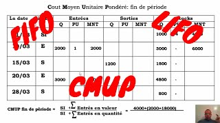 les méthodes de valorisation de sortie de stock  CMUP FIFO LIFO avec exercices corrigés [upl. by Nivrehs]