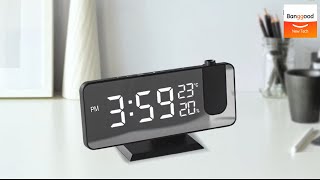 Projection Alarm Clock  Digital Clock with 180° Rotatable Projector [upl. by Eckardt]