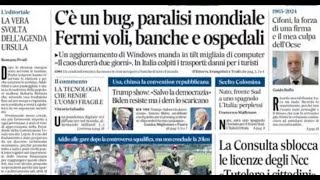 RASSEGNA STAMPA 20 LUGLIO 2024 QUOTIDIANI NAZIONALI ITALIANI PRIME PAGINE DEI GIORNALI DI OGGI [upl. by Horvitz]