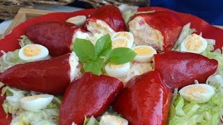 Pimientos del Piquillo rellenos de Bacalao Fáciles y rápidos [upl. by Oiracam]