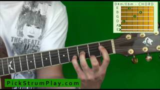 How to Play a D Sharp Minor  E Flat Minor Chord on Guitar [upl. by Premer349]