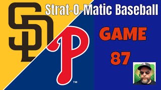 StratOMatic Baseball 2020 Padres 5531 vs Phillies 3056 GAME 87 [upl. by Ettezzil369]