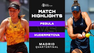 Jessica Pegula vs Veronika Kudermetova  2023 Madrid Quarterfinal  WTA Match Highlights [upl. by Atinnod]