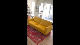 Comfortable futon couch  yellow futon couch review and demo [upl. by Eamanna128]