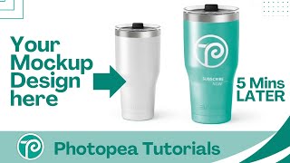 PhotoPea Tutorials  Creating a Mockup for Tumbler Flask [upl. by Noyart]