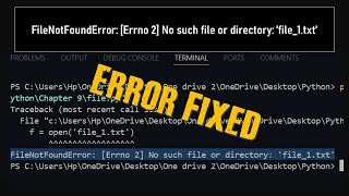 FileNotFoundError Errno 2 No such file or directory file1txt in VS Code [upl. by Mauretta]