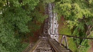 Blue Streak Roller Coaster POV Conneaut Lake Park Wooden Rollercoaster OnRide [upl. by Jehiel918]