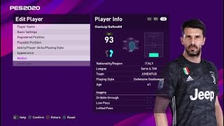 Pes 2020 Stats Buffon FM to Pes [upl. by Harlene]